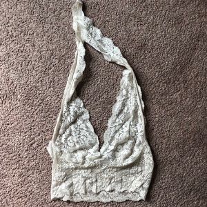 BRIGHTON LACE Handmade white halterneck bralette